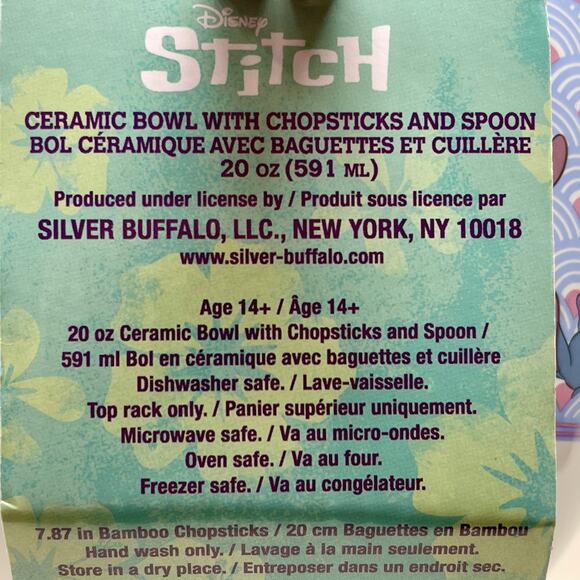 Disney Stitch & Lilo Ramen Ceramec Bowl Set with Chopsticks & Spoon 20 Oz. Bowl - Picture 5 of 12